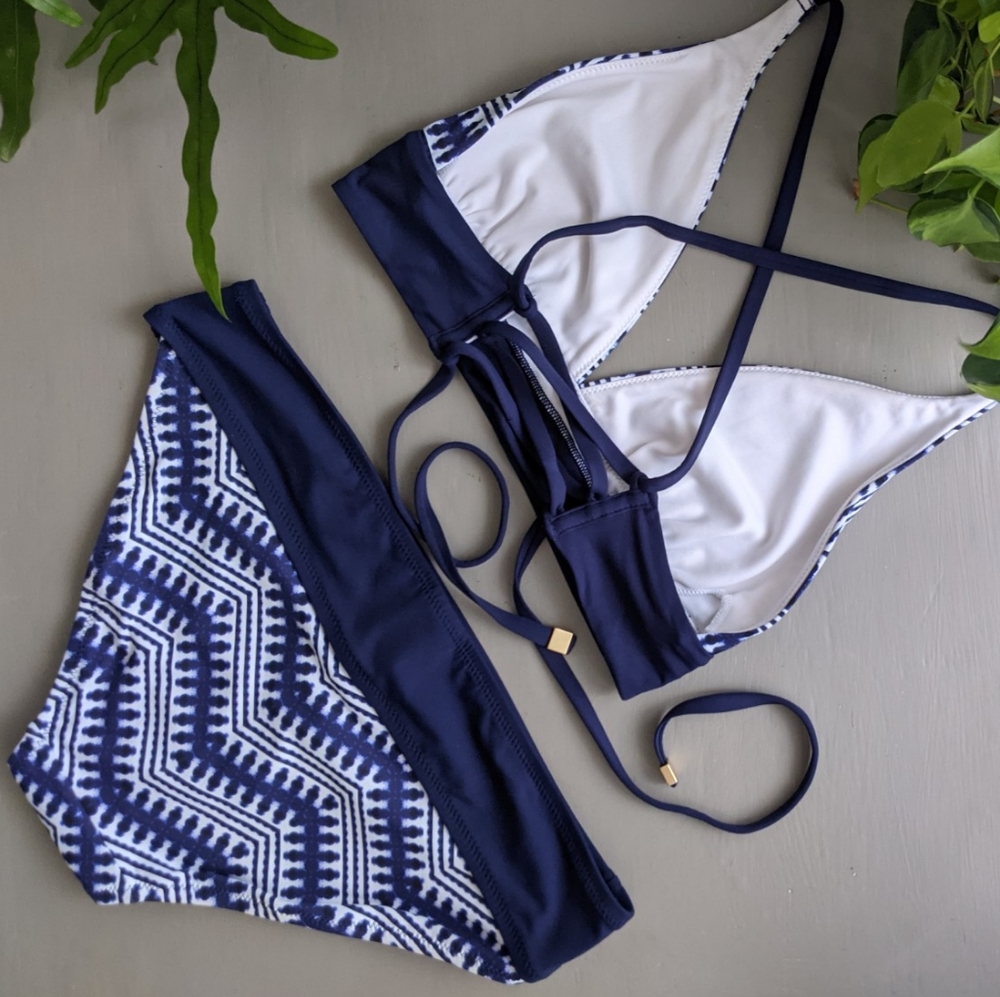 Land's End | Bikini Navy & White Tie Dye sz 6-8 - Picture 2 of 5